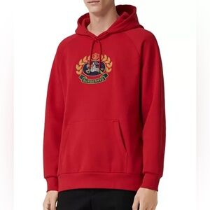 ⭐️Burberry Logo-Embroidered Fleece-back Cotton-Blend Jersey Hoodie—FABULOUS—S